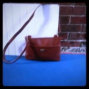 Brown leather shoulder strap purse